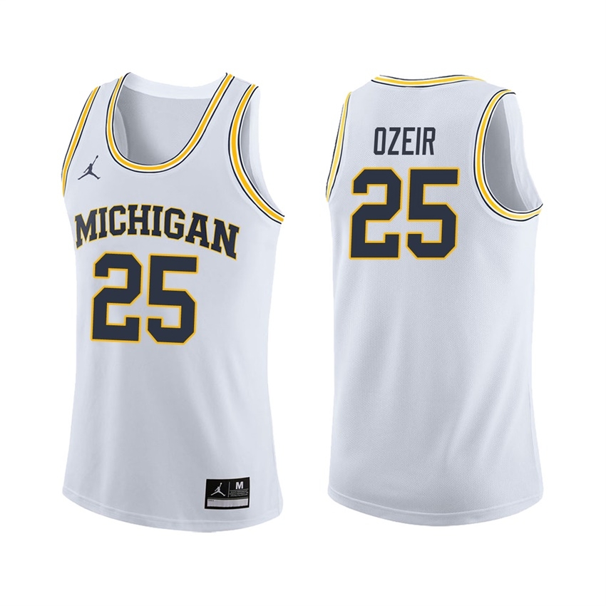 Michigan Wolverines Men's NCAA Naji Ozeir #25 White College Basketball Jersey UJV5549YN
